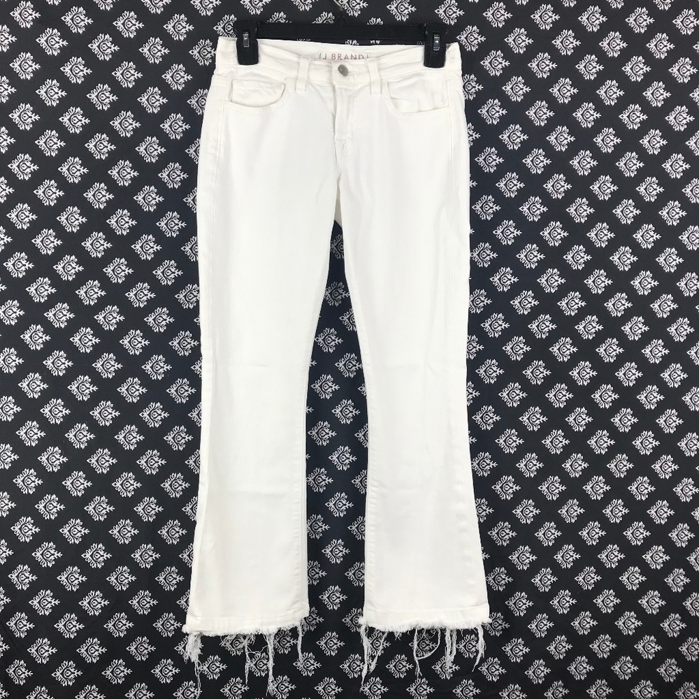 J Brand White Skinny Open Frayed Hem Jeans Size 24